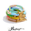 Resin Acrylic Tubular Candy Multicolored Bracelet Bangle Stainless Steel Spring Summer Handmade Wrist Jewelry - Image 1