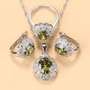 Blue Cubic Zirconia 3pcs Jewelry Set Women Silver Necklace Earrings Ring Wedding Bridal Party Jewelry Gift - Image 4