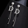 Letter D Asymmetric Long Tassel Zircon Earrings For Women Korean Sparkling Earrings Jewelry Party Gifts - Image 26