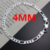 Noble Arrive Silver 4MM Chain for Men Women Bracelet Necklace Jewelry Set Lady Christma Gifts Charms Wedding - Image 2