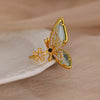 Blue Colorful Zircon Rings For Women Stainless Steel Gold Plated Flower Butterfly Ring Party Shiny Jewelry - Image 3