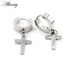 2PCS Stainless Steel Star Cross Snake Spike Skull Sword Blade Chain Feather Spider Dangle Women Men Huggie Hoop Earrings - Image 25