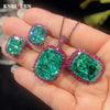 15 20mm Green Tourmaline Jewelry Set Ring Pendant Necklace Earrings for Women Ruby Gemstone Party Set Anniversary Gift - Image 1
