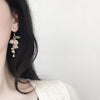 Sweet Temperament Small Fresh Bamboo White Lily Of The Valley Flower Earrings Elegant And Gentle Asymmetric Earrings - Image 2