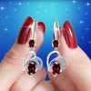 Cute Female Blue Love Heart Dangle Earrings Classic Silver Color Wedding Rainbow Crystal Round Stone Jewelry For Women - Image 2