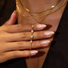 Stainless Steel Y-Shaped Pendant Necklace with Stone Details - Image 2