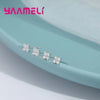 Silver Color Clover Stud Earrings Bright Zircon Earrings For Women Girl Jewelry - Image 3