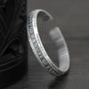 Silver Carved Prajnaparamita Heart Sutra Lotus Flower Bracelet Six Character True Words Wide Vintage Bangles Jewelry - Image 2