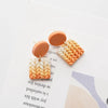 Cute Multi-Gradient Color Square Polymer Clay Earring Stud Set Handmade Braided Knitting Pattern Women's Jewelry Gifts - Image 2