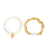 2Pcs/Set Elegant Imitation Pearl Bracelet for Women Bohemian Elastic Rope Chain Bracelet with Heart Pendant Jewelry Gift - Image 4