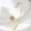 Cute Plant Pink Cherry Flower Bracelet Gold Color Small Zircon Stone Charm Open Adjustable Bracelets For Women Wedding Jewelry - Image 1
