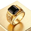 Vintage Golden Alloy Men's Rectangle Crystal Ring Carved Dragon Band Statement Signet Ring Party Jewelry Gift - Image 2