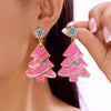 Christmas Rhinestone Gingerbread Man Earrings for Women Imitation Pearl Christmas Tree Bells Party Jewelry - Image 12