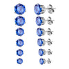 Six-Pair Stainless Steel Stud Earring Set with Cubic Zirconia in Multiple Colors - Image 15