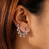 1pc Double Piercing 2 Hole Tassel Chain Mini Cz Hoop Earring Bling Cz Tennis Chain Clip on Earring Cuff Women Jewelry - Image 4