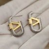 Full Crystal Letter V Stud Earrings for Women Jewelry Zirconia Earrings Party Accessories - Image 4