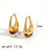 Brown Resin Geometric Shape Earrings Stainless Steel Gold-plated Ear Studs for Women - Image 10