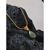 Stylish Green Glass Crystal Water Drop Pendant Necklace for Women 316l Stainless Steel Cast Gold Color Jewelry - Image 3