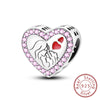 Silver Charm Bead Mother's Day Love Heart Family Charm Bead Pendant Fits Bracelet Womens Jewelry Gifts - Image 45