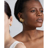 Charm Fan Imitation Pearl Flowers Stainless Steel Hyperbolic Big Stud Earrings Personality Jewelry Women - Image 2