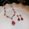 Shiny Crystal Necklace Earrings Women's Big Water Droplet Rhinestone Necklaces Wedding Evening Dress Jewelry Set - Image 15