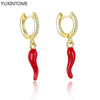 Yellow Red Small Chili Hoop Earrings For Women Girl Creative Silver Ear Buckle Earrings Gifts Female Jewelry - Image 7