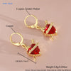 Gold Plated Sacred Heart Drop Earrings For Women Girls Red Cubic Zircon Earring Banquet Party Jewelry 1Pair - Image 12