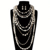 Multi-layer Simulated Pearls Chain Long Necklace Elegant Earrings Statement Choker Necklace for Women Jewelry - Image 1