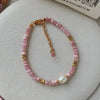 Pink Crystal Freshwater Pearl Gold Female Jewelry Set For Women Necklace Bracelet Gifts - Image 6