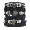 1Set Black Punk Skull Star Shaped Alloy Pu Leather Bracelet - Image 9