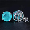 Silver 10mm Round Paraiba Tourmaline Gemstone Stud Earrings for Women Party Anniversary Jewelry Gift - Image 3