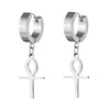 1Pair Punk Lock Lightning Chain Feather Leaf Stainless Steel Male Woman's Piercing Hoop Earring for Man Jewelry Vintage - Image 5