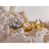 Statement Stainless Steel Geometric Hoop Earrings Jewelry for Women Metal Texture Earrings Golden Accessories - Image 3