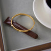 Classic Minimalist Gold Color Plated Inlay Zircon Hammer Patterned Circular Bracelets Stainless Steel Jewelry Party - Image 4