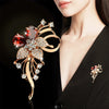 Red Crystal Flower Brooches For Women Rhinestone Lapel Pins Clothing Wedding Party Jewelry Gifts - Image 1