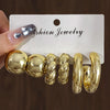 Chunky Gold-Tone Hoop Earring Set 6 Pairs - Image 11
