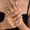 Minimalist Gold Color Plated Stainless Steel Double tone Line Hollow Steel Ball Ring Personality Statement Stackable - Image 1