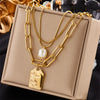 Meyrroyu 316L Stainless Steel Hip Hop PunkVintage Multilayer Coin Pendant Necklace For Women Double Layer Chain Necklace Jewelry - Image 7