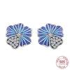 Silver Elegant Sparkling Lucky Clover Hoops Earring For Women Jewelry Simple Colorful Flower Love Gift - Image 13