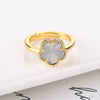9-Color Minimalist Shell Stone Plant Flower Ring With Adjustable Opening For Women's Temperament Clover - Image 7