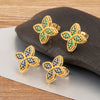 Korea Flower Shape Pave Shiny Crystal Zircon Stud Earrings For Women Female OL Style Ear Jewelry Gift - Image 1