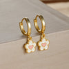 2PCS Stainless Steel Hoop Earrings for Women Girls Colorful Enamel Flowers Pendant Small Huggie Earring Piercing Jewelry - Image 6