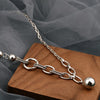Silver Necklace Bead Pendant Punk Hip Hop Vintage Link Chains For Women Jewelry Gift - Image 1