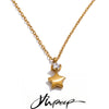Stainless Steel Cubic Zirconia Matte Golden Star Daily Necklace Pendant for Women Pvd Plated Charm Jewelry - Image 1