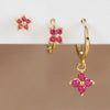 3PCS/Set Stainless Steel Rose Red Zircon Flower Dangle Earring for Women Gold Plated Huggie Pendant Piercing Jewelry - Image 14