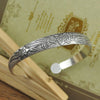 Antique Silver-Tone Open Cuff Bracelet with Snake and Floral Motifs - Image 10