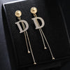Letter D Asymmetric Long Tassel Zircon Earrings For Women Korean Sparkling Earrings Jewelry Party Gifts - Image 20