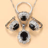 Blue Cubic Zirconia 3pcs Jewelry Set Women Silver Necklace Earrings Ring Wedding Bridal Party Jewelry Gift - Image 7