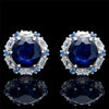 Flower-Setting Stud Earrings with Round Color Stones - Image 8