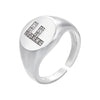 silver color A-Z Initial Signet Rings For Women Men Statement Ring 26 letters women adjustable rings - Image 26